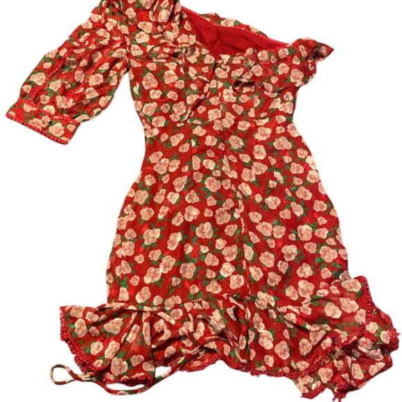 Dark Pink One Shoulder Ruched Side Mini Dress - Picture 7 of 7